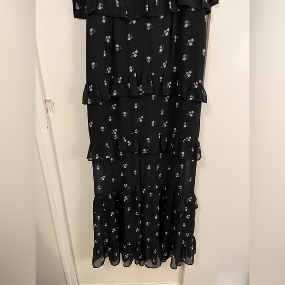 WAYF Cici Bustier Tiered Maxi Dress in Black Ditsy, Size Small - Picture 8 of 10